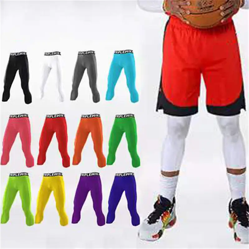 Men Women Kids Children Capri Running Tights GYM 3/4 Pants Basketball Football Soccer Fitness Exercise Sport Hiking Leggings 01