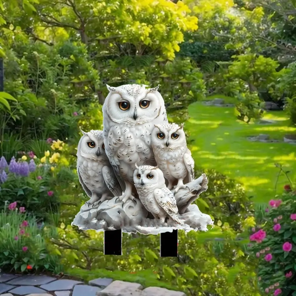 Description Picture 6 of itemAcrylic White Owl Statue Stake Cute Creative Animal Figurine Sculptures Waterproof Multi Functional Garden Pile Ground Insertion