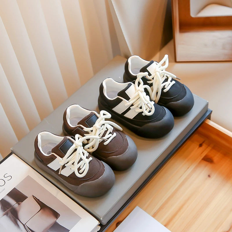 Children Boys Girls German Trainer Genuine Leather Sneakers Toddler Kid Light Breathable Sports Running Shoes