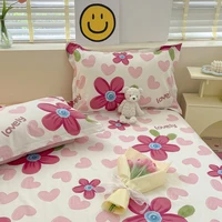 100%Pure Cotton Fitted Bed Sheet Sets with Pillowcase Flower Printing Bed Cover Single/Queen/King Size fundas de colchón Sheets 2