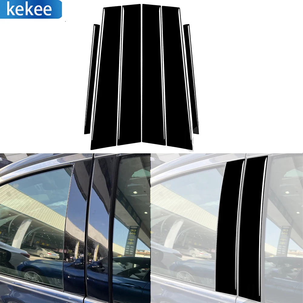 

For Infiniti G37 2007-2013 6Pcs Piano Black Window B Column Pillar Strip Retouching Car External Decoration Accessories Sticker