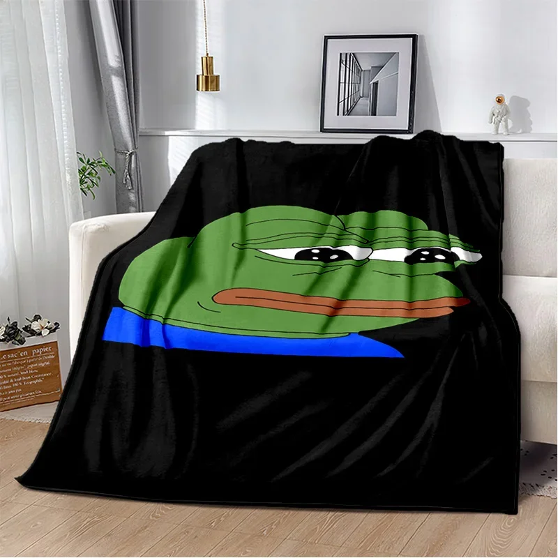 3D Pepe The Frog Face Cartoon Blanket,Soft Throw Blanket for Home Bedroom Bed Sofa Picnic Travel Office Rest Cover Blanket Kids 2