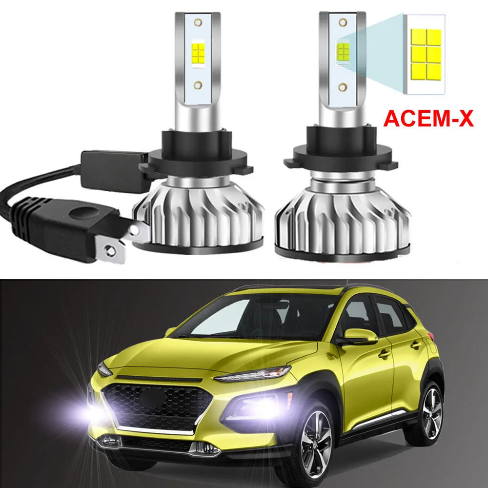 2Pcs-Car-LED-Headlight-Bulbs-For-Hyundai-Kona-2018-2019-2020-High-Low ...