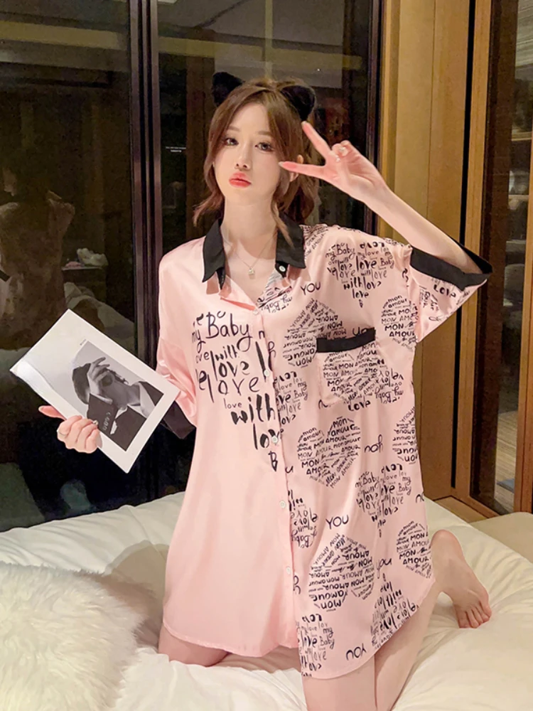 Nightgown Silk Pajama Shirt Dress HOT Jil Sander Satin Pajama