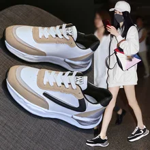 

2021 Early Spring New Forrest Gump Shoes Women's Thick-soled Black Baida Casual Sports Shoes Soft Leather Slim Daddy Shoes