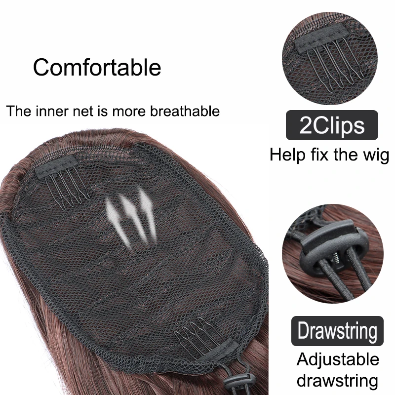 Synthetic 22Inch Long Curly Layered Ponytail Drawstring Clip in Hair Extension Blonde Black Horse Tail for Women clip in ponytail hair extension,synthetic ponytail,synthetic hair accessories,clip in ponytail extensions