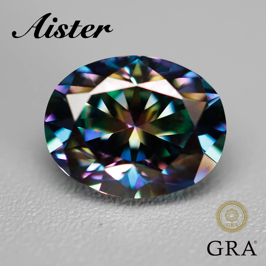 Nuove Pietre Di Moissanite A Taglio Ovale Arcobaleno Con Certificato Moissanite Diamond Vvs1 Superato Diamond Tester Con Rapporto Gra