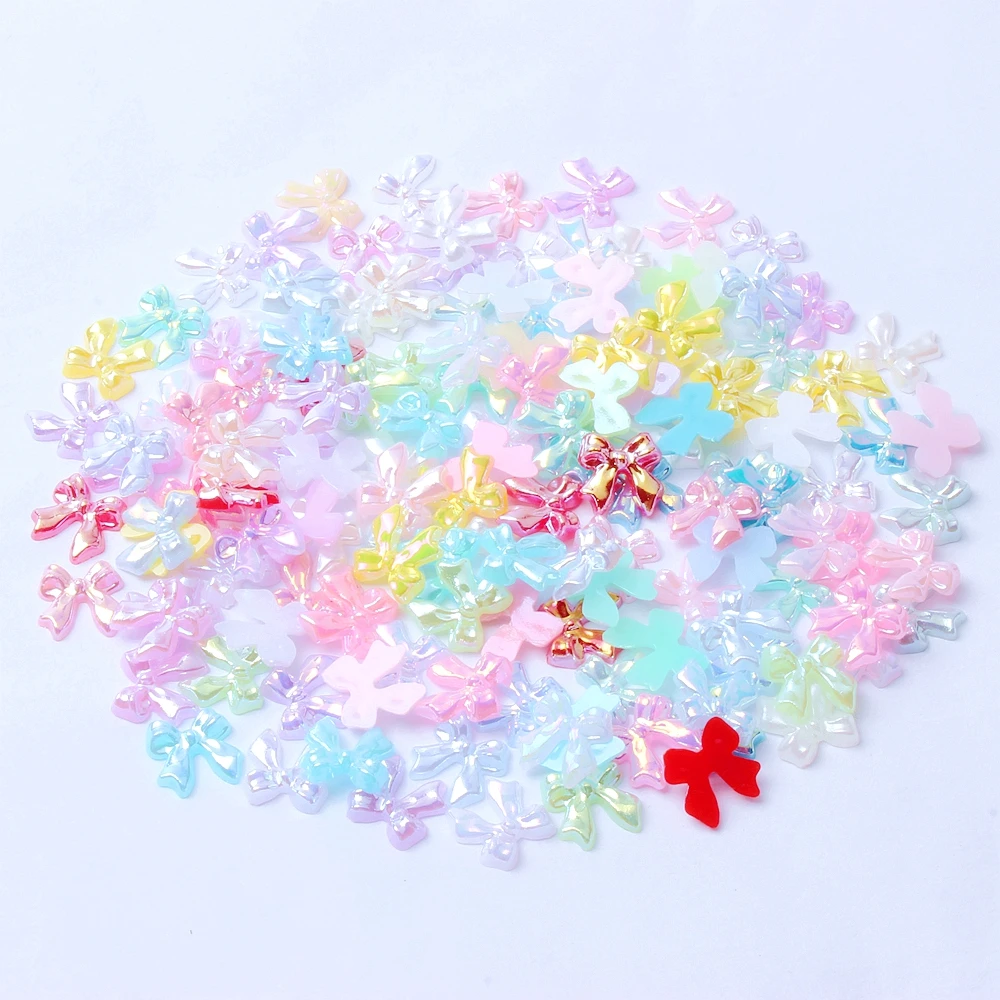 

New Style 11mm Resin Bow Tie Rhinestone 10g Many Colors Flatback Beads For DIY Hair Rope Scrunchie Jewelry Making Decorations