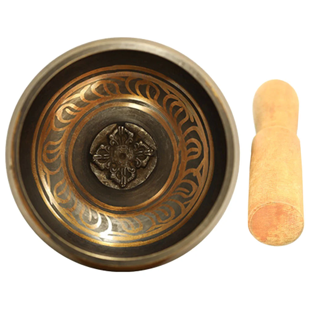 

1 Set of Meditation Sound Bowl Tibetan Copper Singing Bowl with Wooden Mallet
