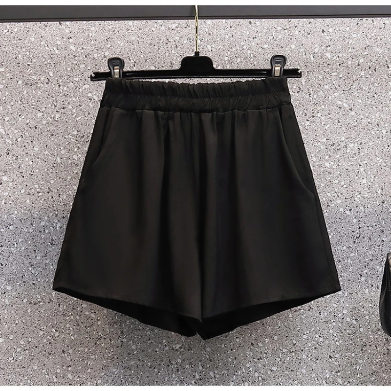 Spring / Summer 2022 New Large Fashion Short Sleeve Chiffon Shirt Two Piece Set Wide Leg Pants Short Elegant Women's Suit
