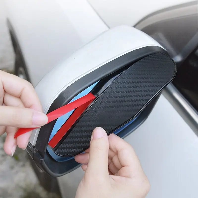 Rearview Mirror 2PCS Car Rain Eyebrow Carbon Fiber Pattern Universal Rain Shield Reversing Mirror