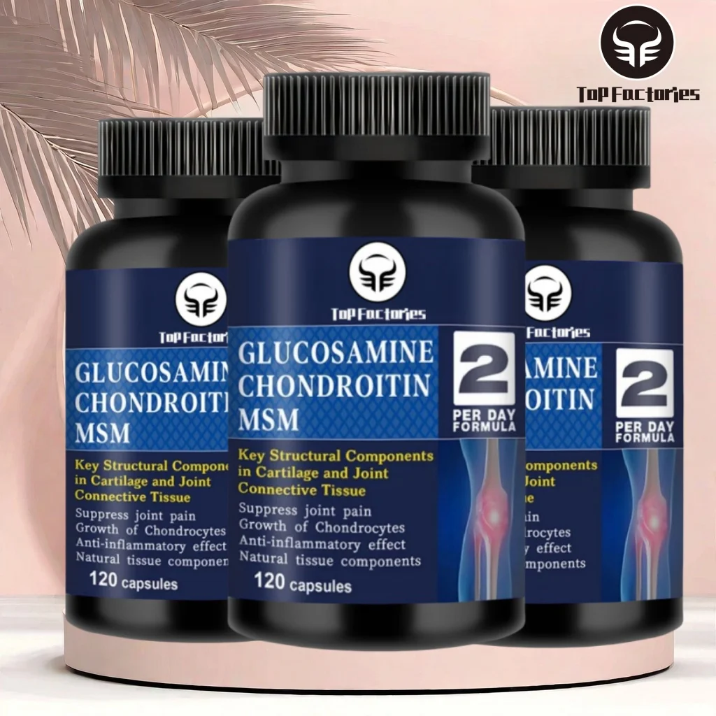 Top Factories Glucosamine Chondroitin MSM 120 Capsules for Joint Knee Immune Support NonGMO GlutenFree