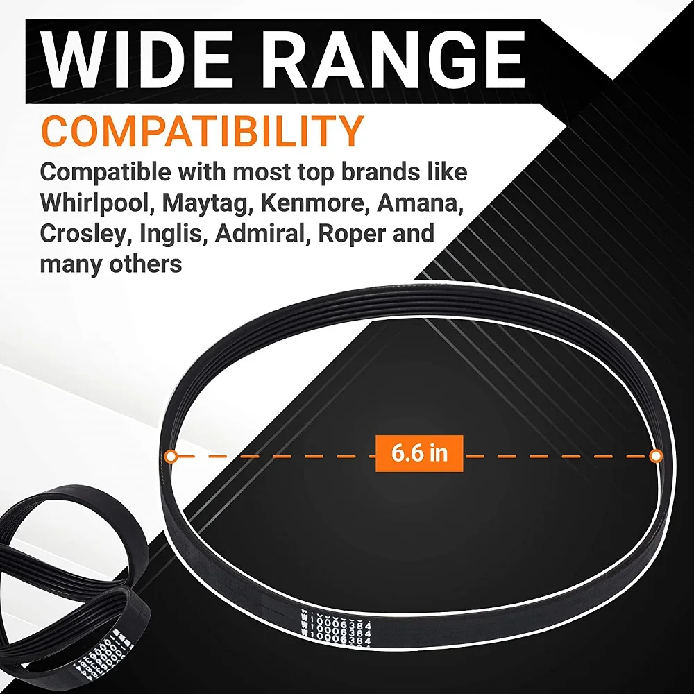 Washer Drive Belt W10006384 compatible with Whirlpool Maytag Kenmore Washers WPW10006384 WPW10006384VP PS11747978 AP6014712