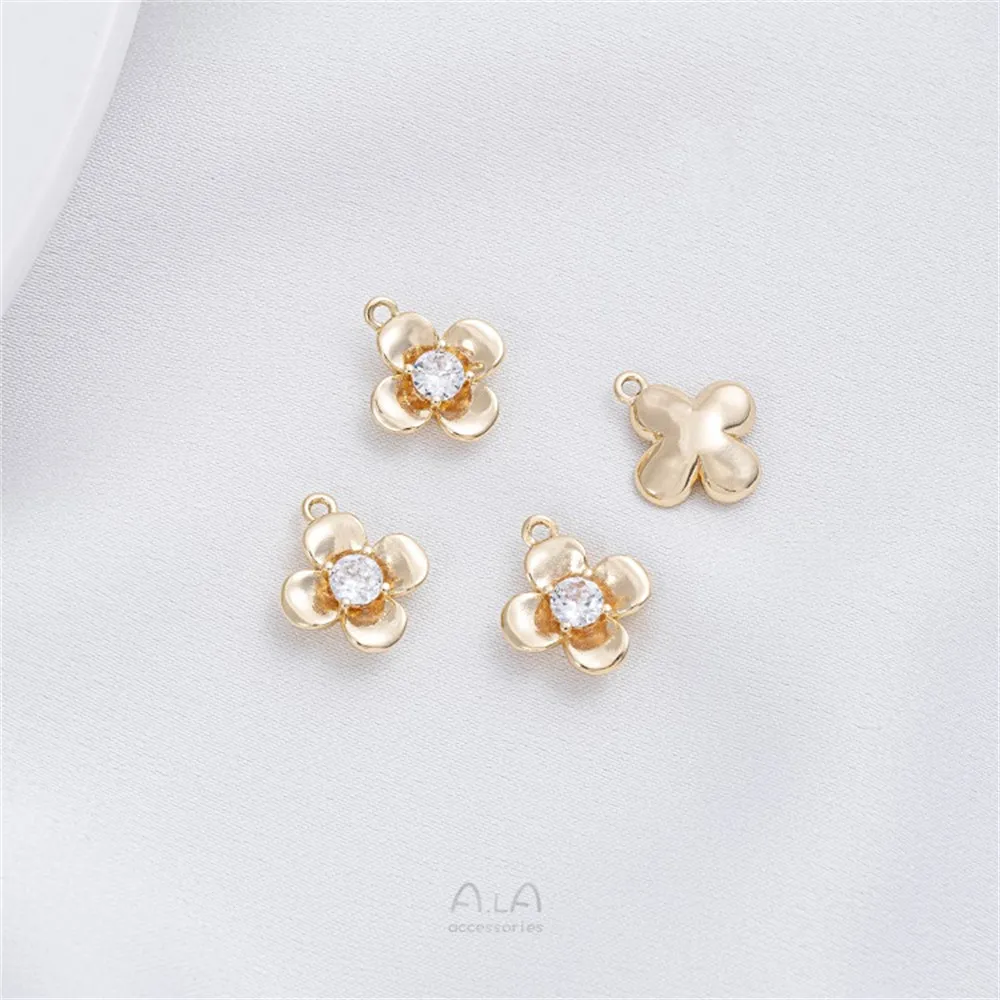 14K 골드 꽃 장미 펜던트 꽃 봉오리 꽃 펜던트 Diy 팔찌 귀걸이 펜던트