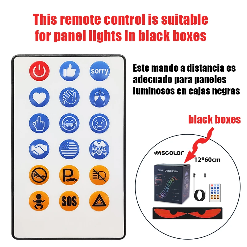 Wiscolor 12x60cm LED Matrix Pixel Panel Scrolling Bright Advertising LED Sign Flexible USB 5V LED Car Sign Bluetooth App Control 4