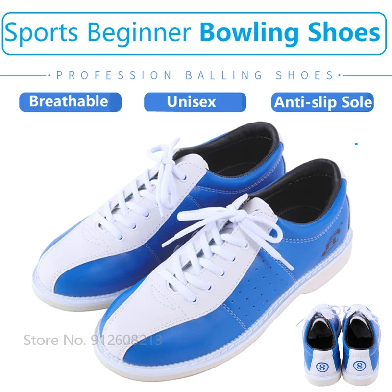 Men Women Professional Bowling Shoes PU Breathable Bowling Sneakers Unisex Right-hand Anti-skid Outsole Training Footwear 34-47