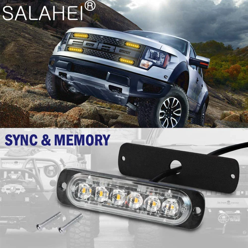 

6 LED Car Strobe Light Emergency Light Grill Breakdown Auto Flashing Car Truck Trailer Lamp Warning Lights For SUV Motorcycle