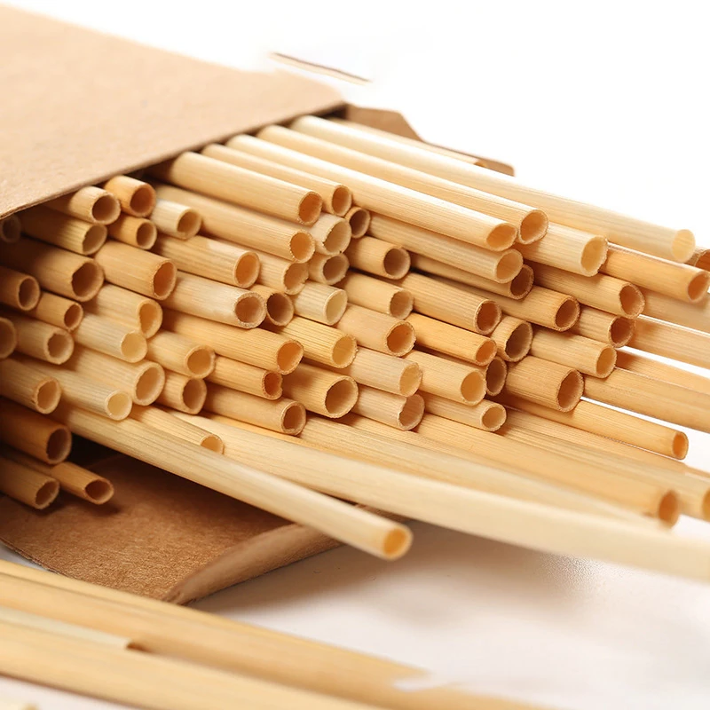 100PCS Wheat Straw Environmentally Friendly Straw 20Cm Disposable Compostable Drinking Cocktail Bar Kitchen Accessories