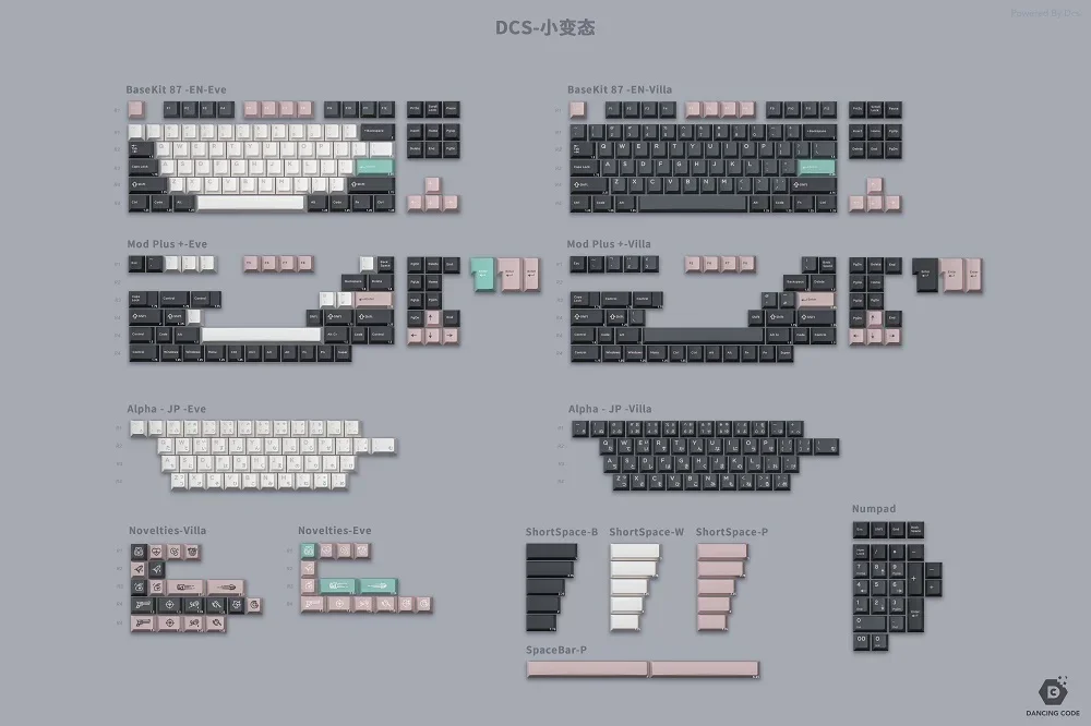 Domikey-doubleshot Keycap Dcs Abs Villanella Killing Eve Black Pink Perfil Cereja Hirigana para Teclado 87 104 Bm60 Bm65 Bm68 - Imagem 5