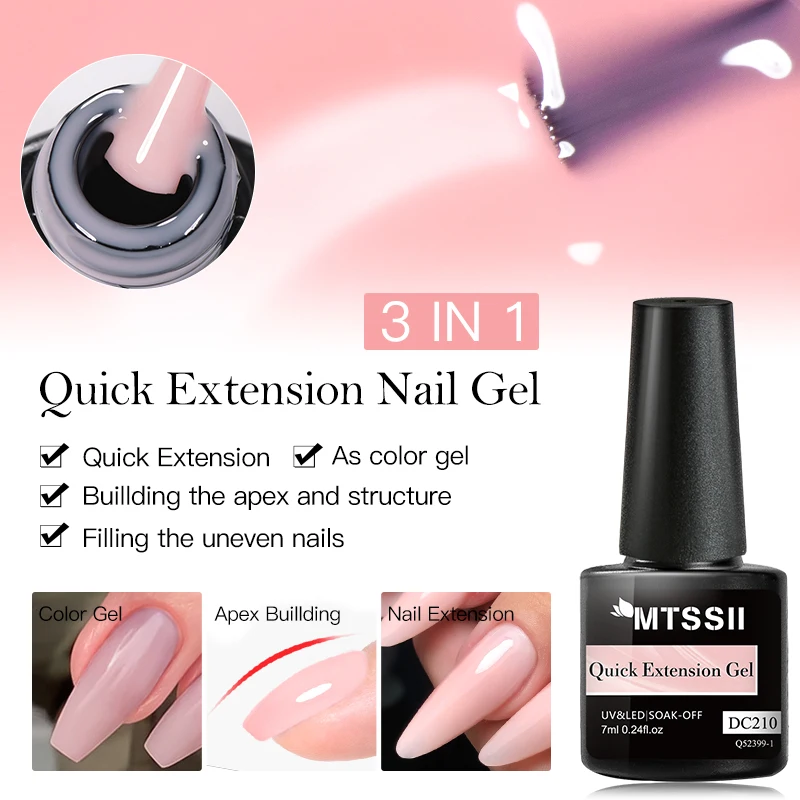 7ML Nude Quick Extension Gel Nail Polish Milky White UV Construct Hard Gel Semi Permanent Acrylic Extension Nail Art Varnish