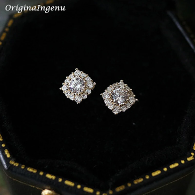 

Solid 9K Gold Gemstone Earrings Dainty Zircon Earrings Vintage 9k Gold Jewelry Minimalist Tarnish Resistan Fine Jewelry