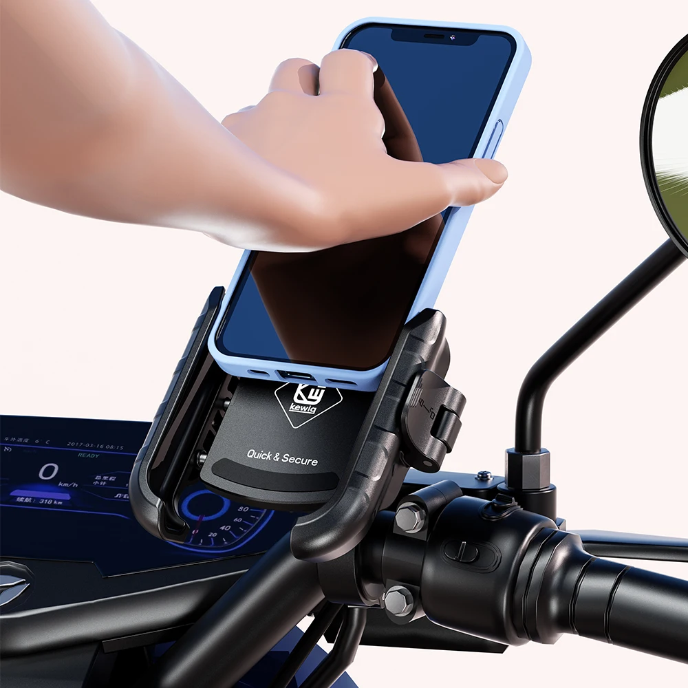 Motorcycle Phone Holder One-Touch Auto Quick Lock Bike Phone