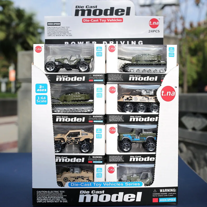 

8 Styles 24 Boxes Military Armored Vehicle Engineering Vehicle Alloy Car Model Toy Mini Car Children Soothing Holiday Gift