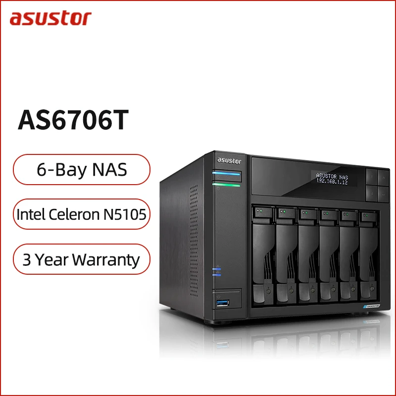 

asustor AS6706T 6-BAY nas network storage server personal cloud disk data backup shared