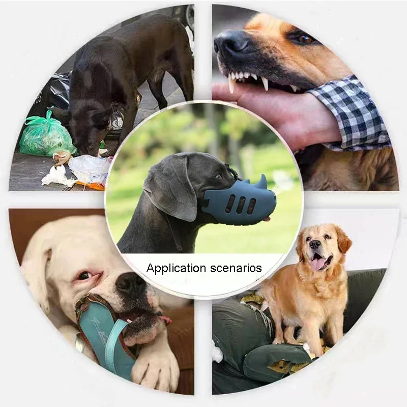 Pet Dog Muzzle Soft Silicone Pet Mouth Mask for Small Medium Dogs Breathable Stop Barking Biting Chewing Muzzles Dog Supplies dog bite muzzle