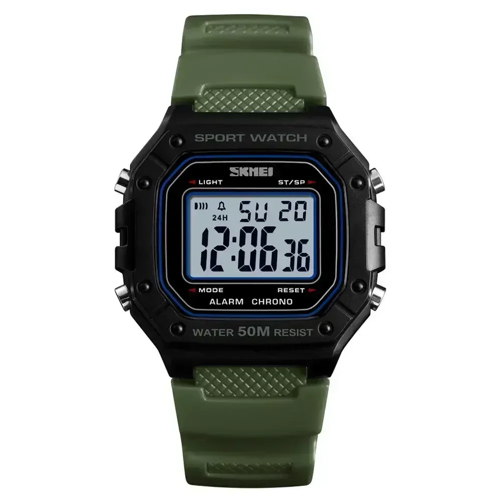 Enhanced Outdoor Sport Digital Watch - 5Bar Waterproof, Alarm, Fashionable Military Style