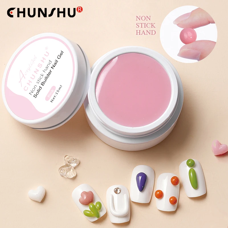 

CHUNSHU Non Stick Hand Extension Gel Nail Polish Solid Gels Soak Off 3D Carving Shaping For Nail Art Manicure Design DIY Pink 15