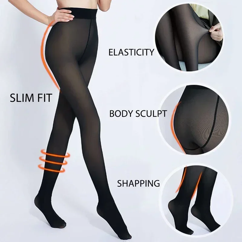 Women's Thermal Leggings Panty Fleece Pantyhose Stockings Tights Winter Fake Translucent Warm Sexy Pantyhose
