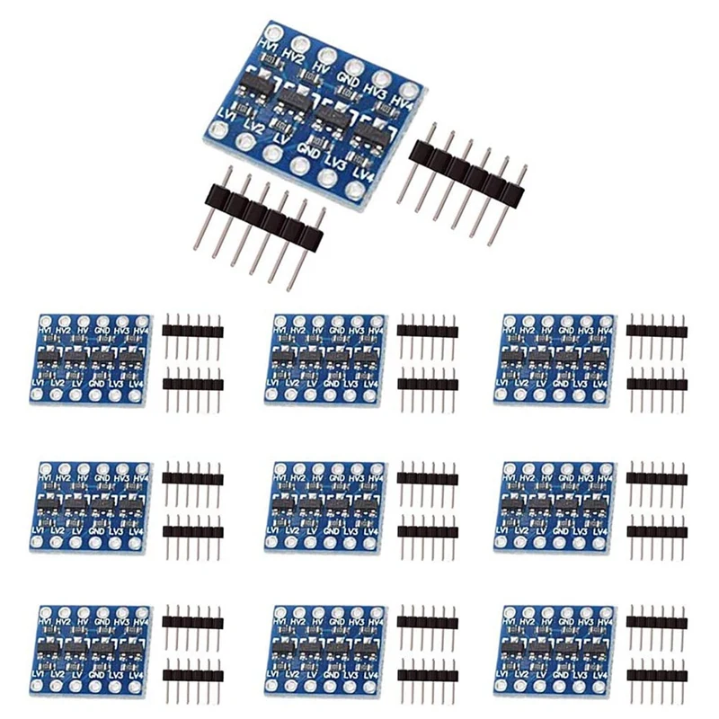 10Pcs 4 Channel IIC I2C Logic Level Converter Bi-Directional Module 3.3V To 5V Shifter For Arduino (Pack Of 10) ina219 3v 5v i2c iic bi directional dc current power supply sensor sot23 breakout module power monitoring sensor diy for arduino