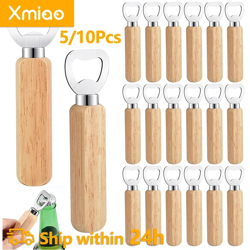 

5/10Pcs Wooden Bottle Opener Beer Can Opener Household Kitchen Bar Tools for Home Handle Handheld Wine Soda Glass Cap Gadgets