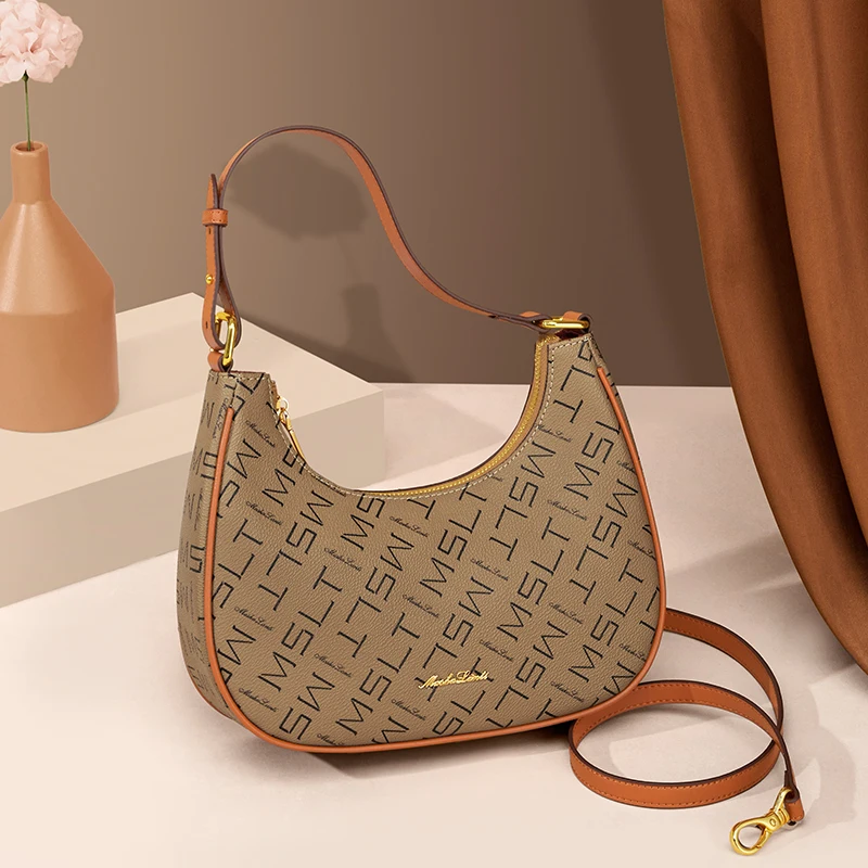 

MashaLanti Women Underarm Bag Elegant Fashion Vintage Shoulder Bags 2022 PVC Leather Brand Female Lady Crossbody Bags