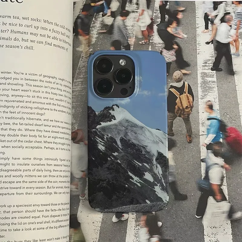 Elegant Blue Snow Mountain Acrylic Phone Case