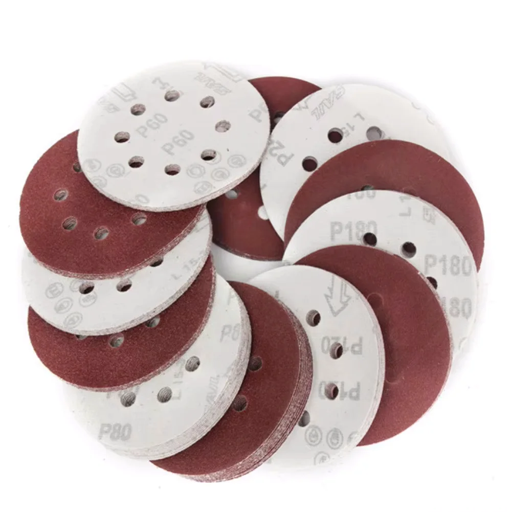 10pcs 5 Inch 125mm Round Sandpaper 8 Hole Sanding Discs Hook And Loop Grit 40-2000 Orbital Sander Pad For Polishing Wood Metal