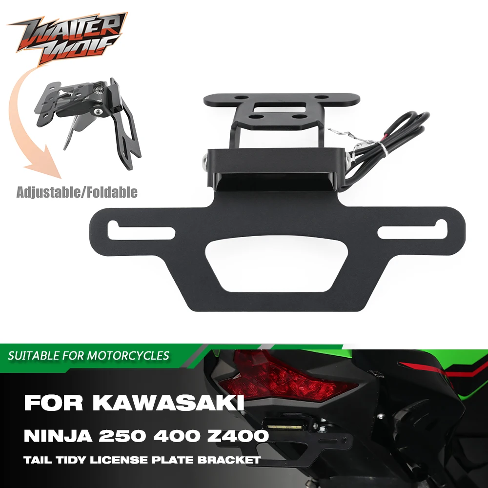 

Foldable Adjustable Tail Tidy Fender Eliminator Kit For Kawasaki Ninja 250 400 Z250 Z300 Z400 2018-2024 License Plate Bracket