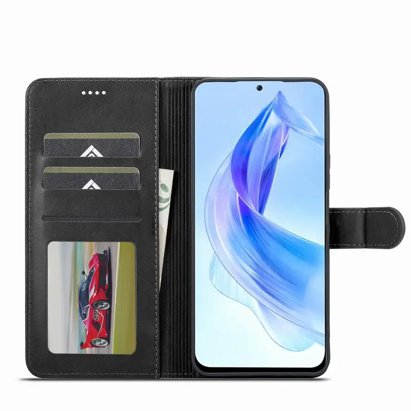 Premium Flip Magnetic Wallet Leather Phone Case with Card Slot and Stand