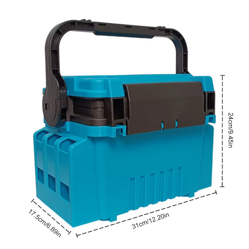 Double Layer Fishing Box Large Capacity Fishing Tackle Tool Storage Box  with Cup Holder&Tube for Saltwater Or Freshwater Fishing