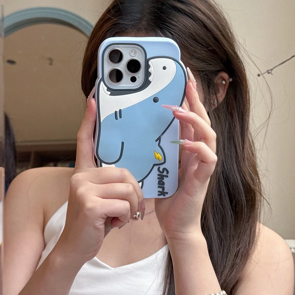 Kawaii Shark 3D Cartoon Shock-Proof Soft Silicone Phone Case