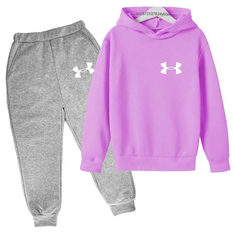 thumbnail image 1 of Conjunto de 2 piezas de sudadera y pantalones de terciopelo para niños, primavera y otoño, informal, sencillo, para niñas de 2 a 13 años, 1 of 5