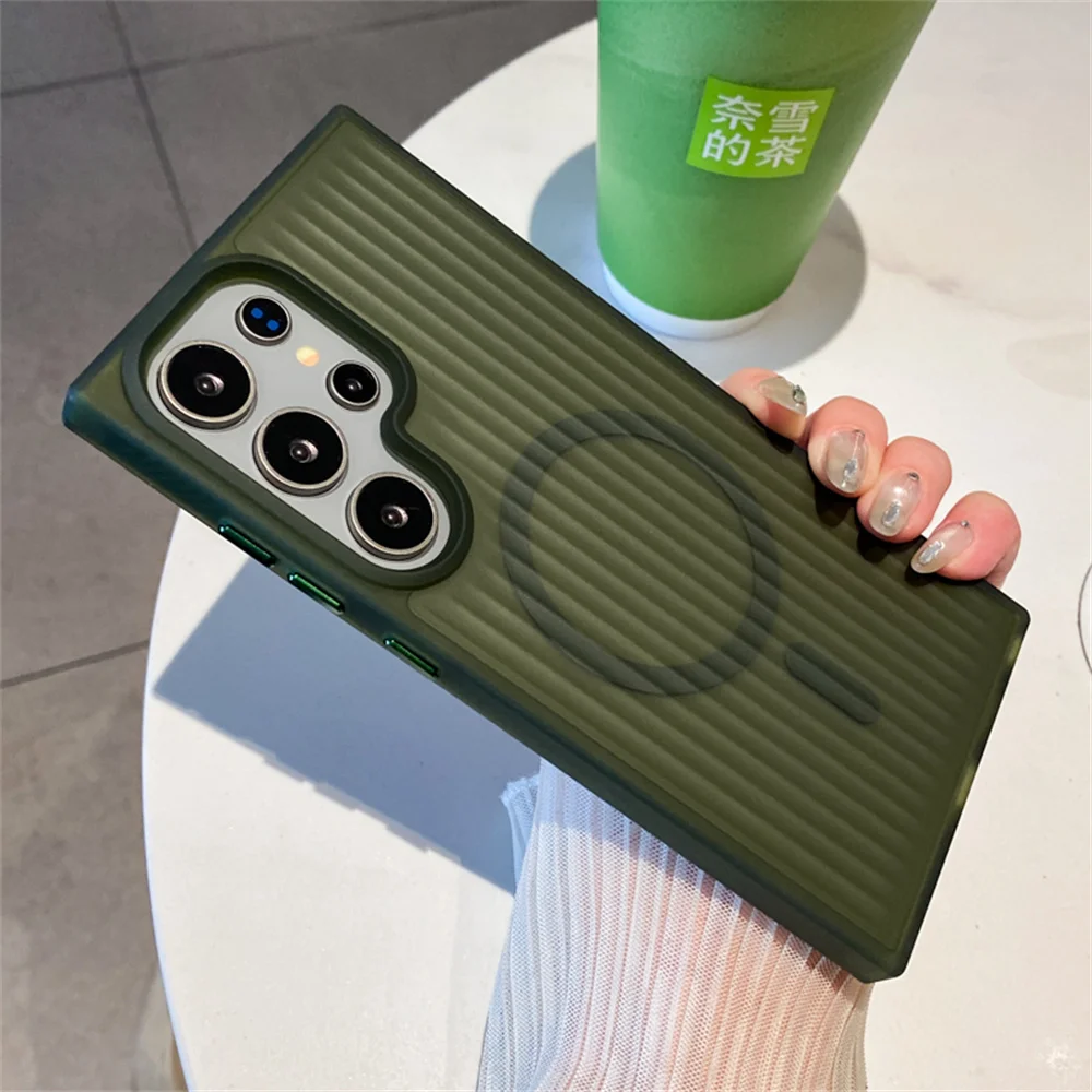 Translucent Frosted Magnetic Phone Case with Corrugated Matte Finish