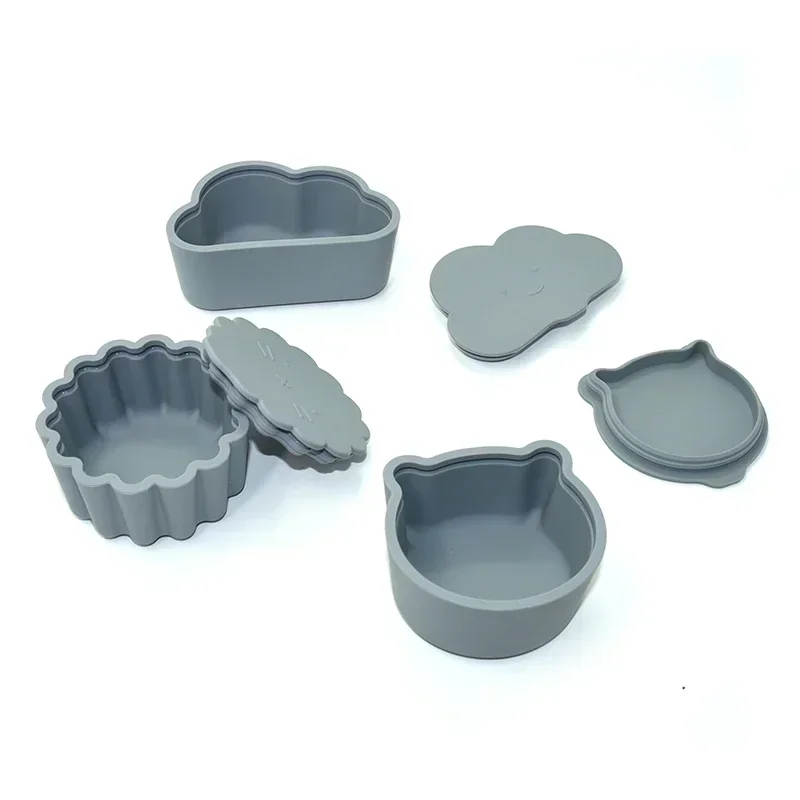 100% Food Grade Silicone Animal Pattern Feeding Box with Lid BPA Free Soft Baby Silicone Food Storage Box 3