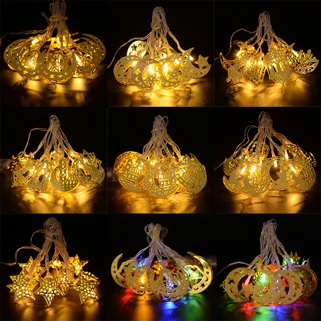 Guirlande lumineuse LED pour le Ramadan 2023, Eid Mubarak, étoile, lune, décorations  pour la maison, Festival, éclairage, décor Mubarak Kareem - AliExpress