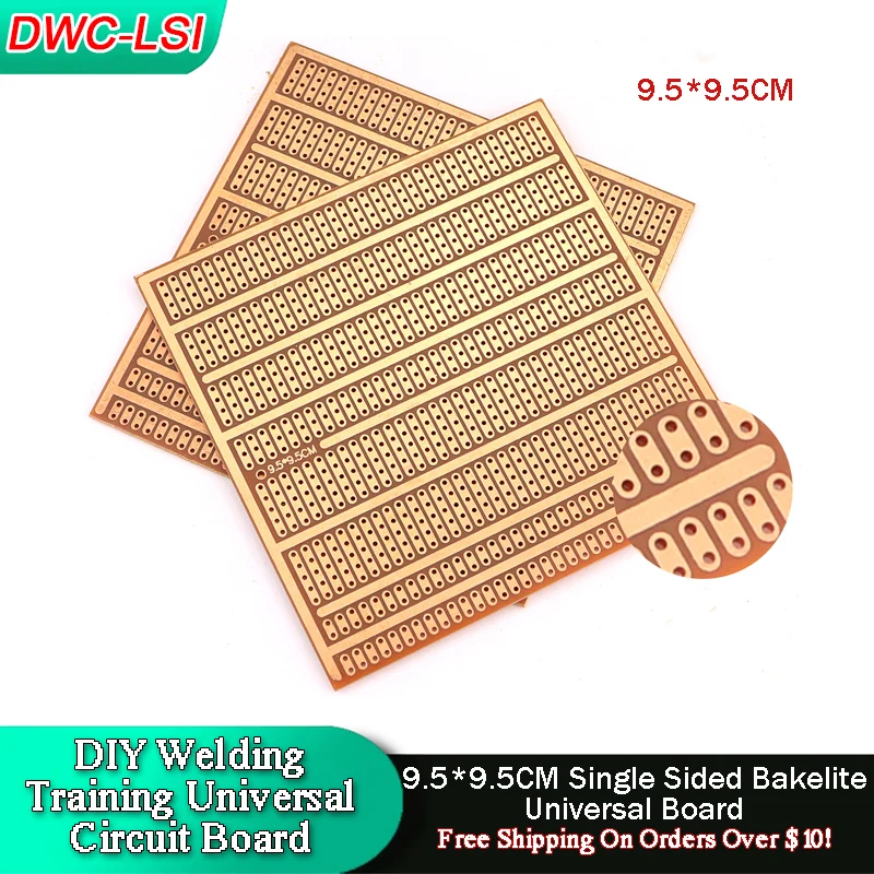 DIY Circuit Board 9.5*9.5CM Single Sided Bakelite 2-5 Connecting Holes 1.5 Thick 2.54 Spacing Universal Board PCB 5/10PCS
