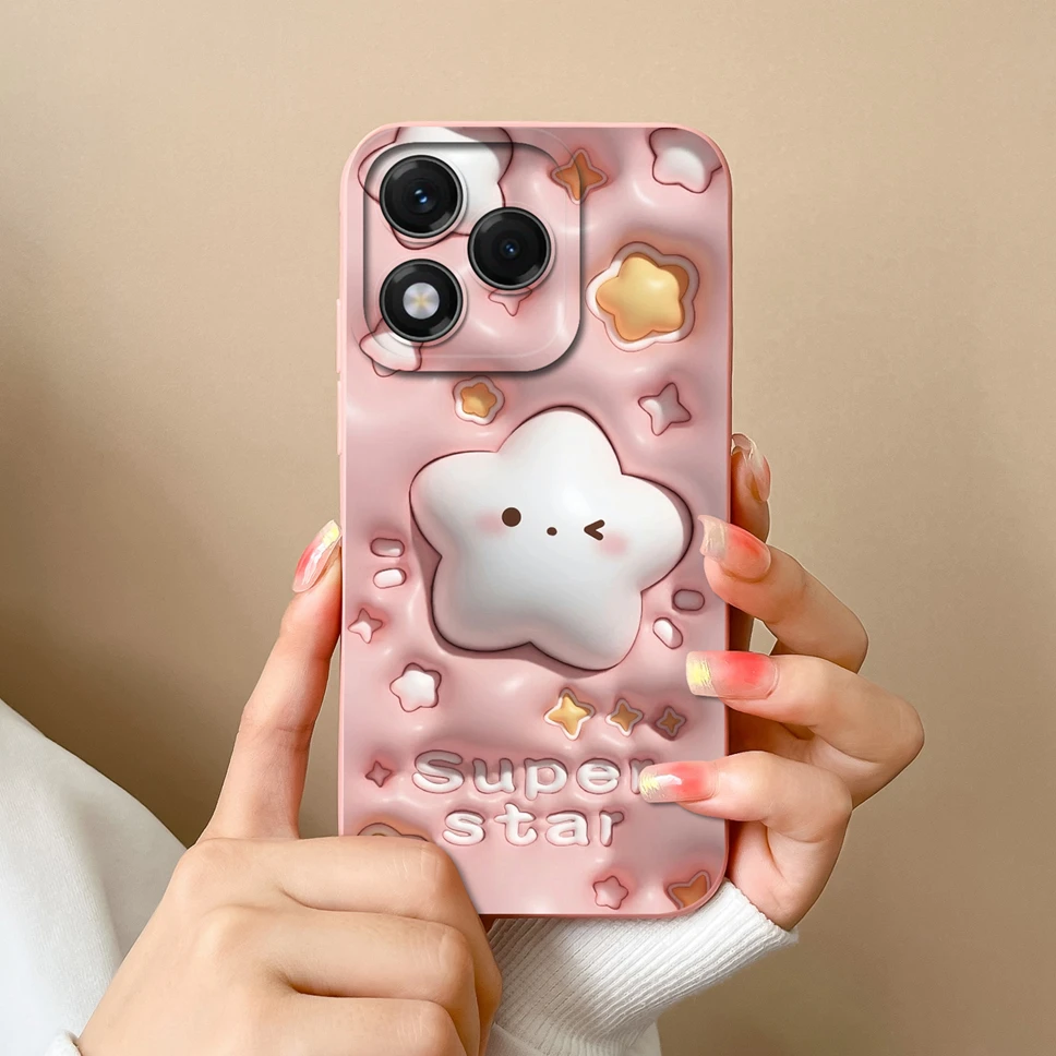 Lovely Flower Star Pattern Liquid Silicone Soft Case - High Quality Back Cover