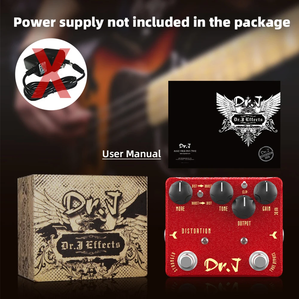 Dr. J Series D59 Distortion Pedal 80's Classic Screaming Distortion Effects Amp