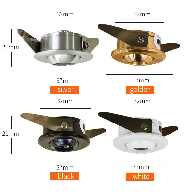 움푹 패인 미니 스포트라이트, 드라이버 세트 포함, 실내 LED 천장 조명, 110V 220 볼트, 소형 다운라이트, 32mm 구멍, 1W