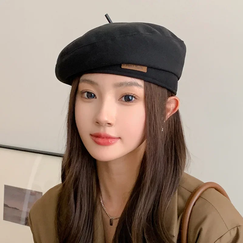 빈티지 모직 베레모 모자, 프랑스 예술가 보넷 따뜻한 펠트 모자, 여성 단색 팔각형 모자, 가을 소녀 모자, 패션